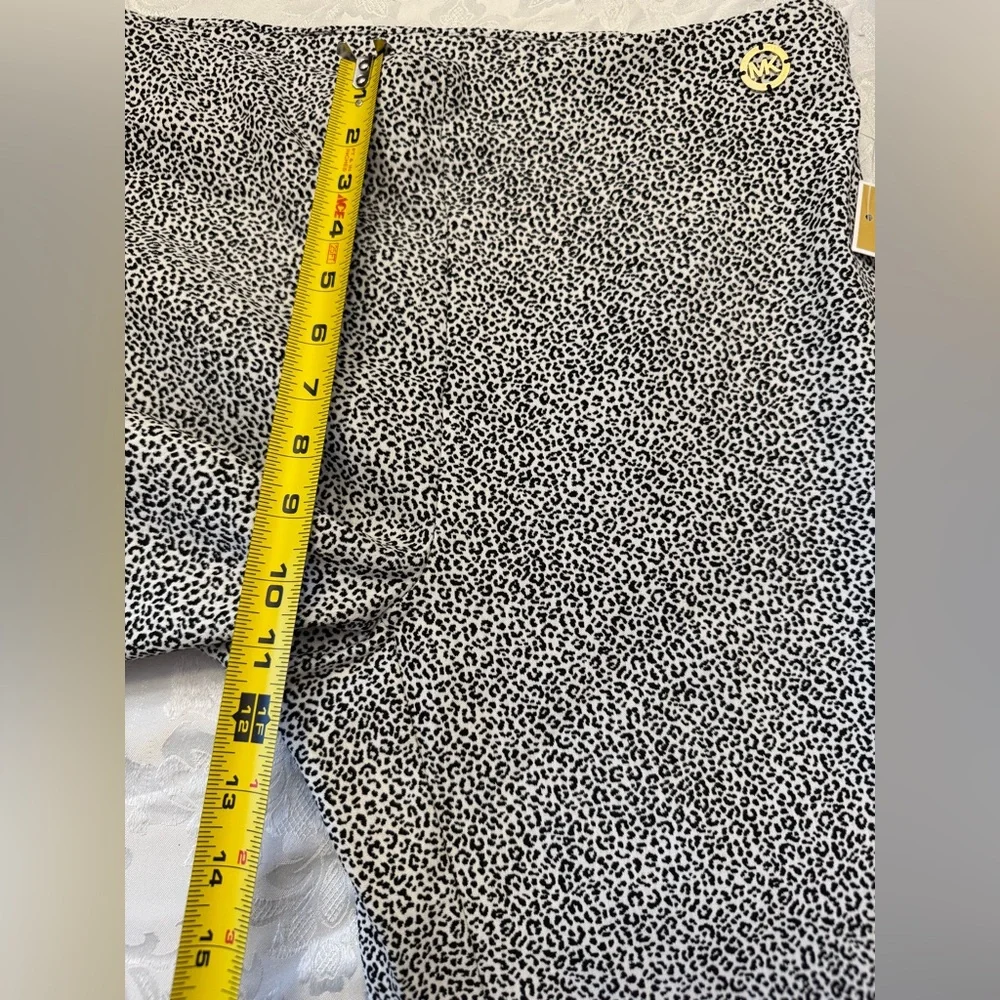 Michael‎ Kors L Super Skinny Ankle Pull On Stretch Pant Black White Animal New